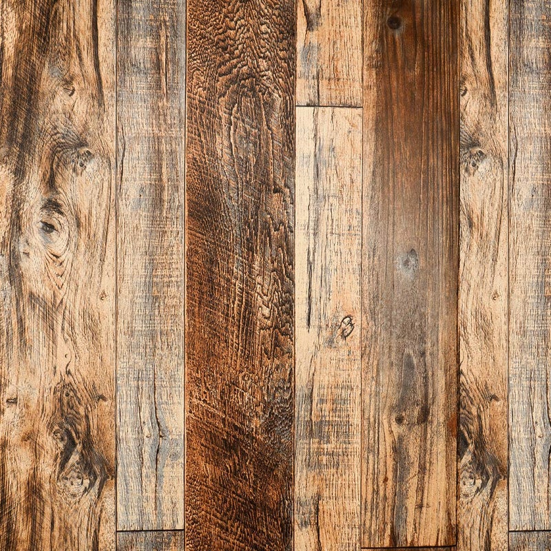TANONE Wood Contact Paper Kitchen Peel and Stick Wallpaper, Self Adhesive Removable Wallpaper Countertops Waterproof, Shiplap Wall Paper Wood Vinyl Wrap for Cabinets Rustic Brown 17.5" X 118.1" - Image 1
